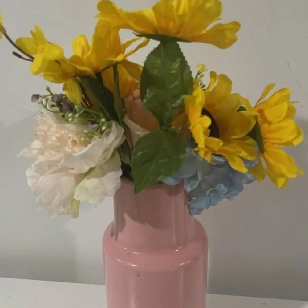 Ashland Pink Floral Ceramic Vase with Artificial Flowers